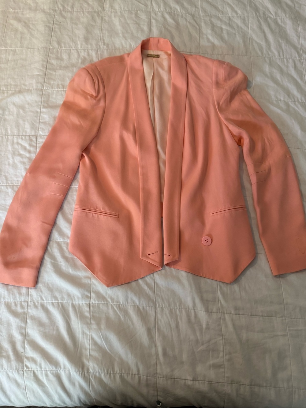 Rebecca Minkoff Peach Cropped Pointed Silk Blazer